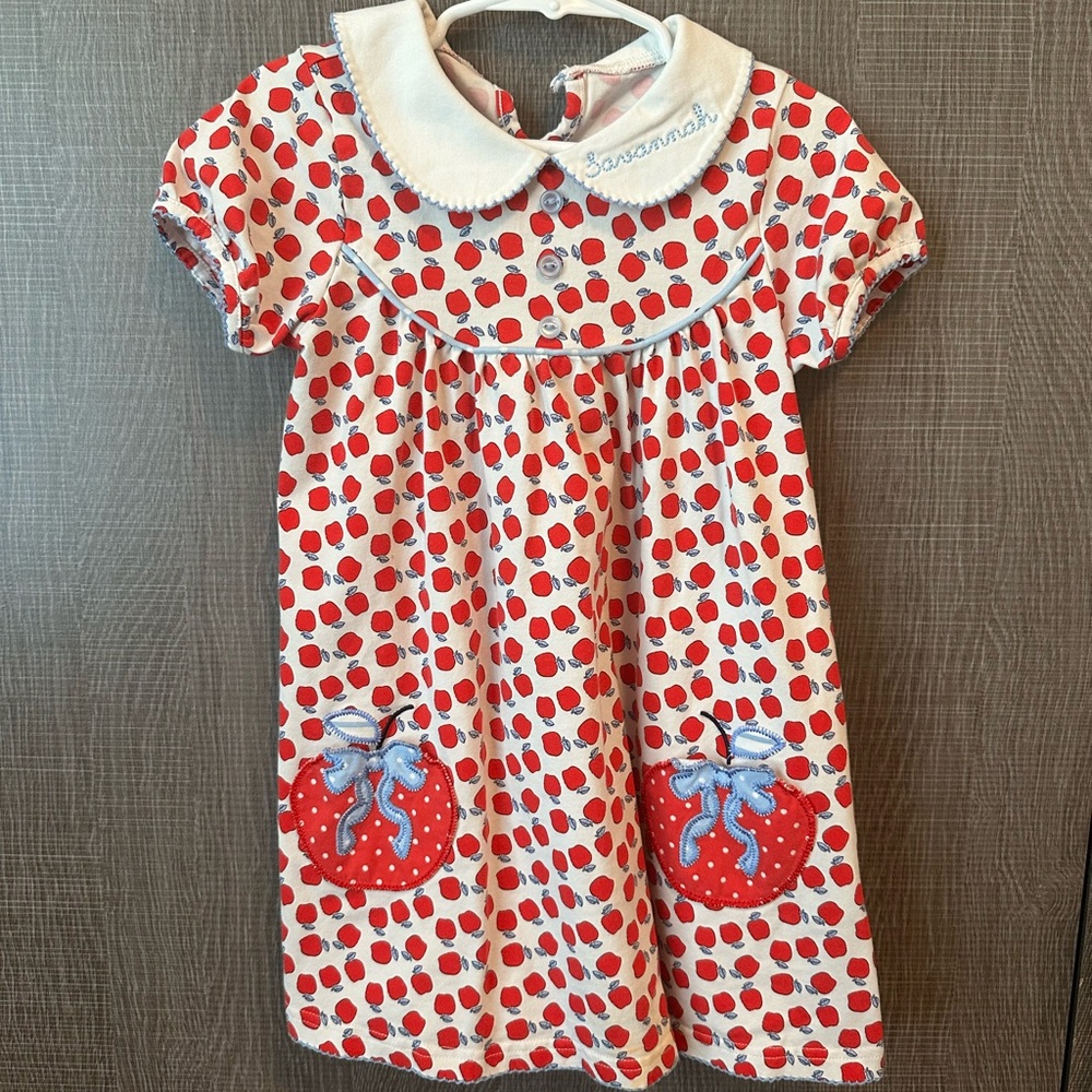 Shrimp & Grits Serendipity Apple school dress Savannah embroidered on collar